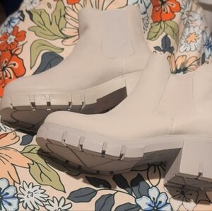 MIA Cream Chunky Ankle Boots